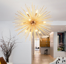 Load image into Gallery viewer, Nordic Artistic LED Aluminum Dandelion Chandelier Golden Hanging Light Fixture ,Lighting - cloudpeakmarket