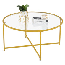 Load image into Gallery viewer, Cross Foot Round Edge Table Coffee Table. gold - cloudpeakmarket
