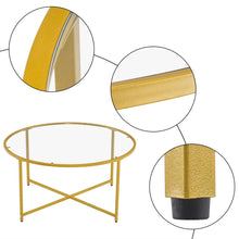 Load image into Gallery viewer, Cross Foot Round Edge Table Coffee Table. gold - cloudpeakmarket