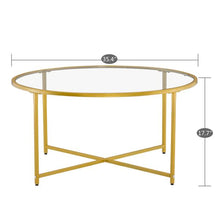 Load image into Gallery viewer, Cross Foot Round Edge Table Coffee Table. gold - cloudpeakmarket