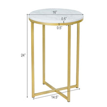 Load image into Gallery viewer, Marble Top Side Table, Iron Construction, Luxury Golden - cloudpeakmarket