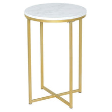 Load image into Gallery viewer, Marble Top Side Table, Iron Construction, Luxury Golden - cloudpeakmarket