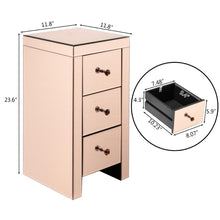Load image into Gallery viewer, Nightstand, Mirrored Glass, Modern/Contemporary 3-Drawers,Rose - cloudpeakmarket
