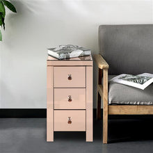 Load image into Gallery viewer, Nightstand, Mirrored Glass, Modern/Contemporary 3-Drawers,Rose - cloudpeakmarket