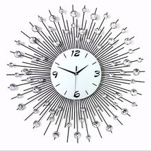Load image into Gallery viewer, Mirror with Diamond Metal Wall Clock, Quartz - cloudpeakmarket
