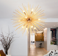 Load image into Gallery viewer, Nordic Artistic LED Aluminum Dandelion Chandelier Golden Hanging Light Fixture ,Lighting - cloudpeakmarket
