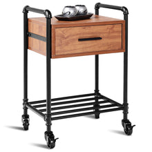 Load image into Gallery viewer, 2-Tier Side Table/Nightstand W/Drawer &amp;Wheels, 2 PCS - cloudpeakmarket
