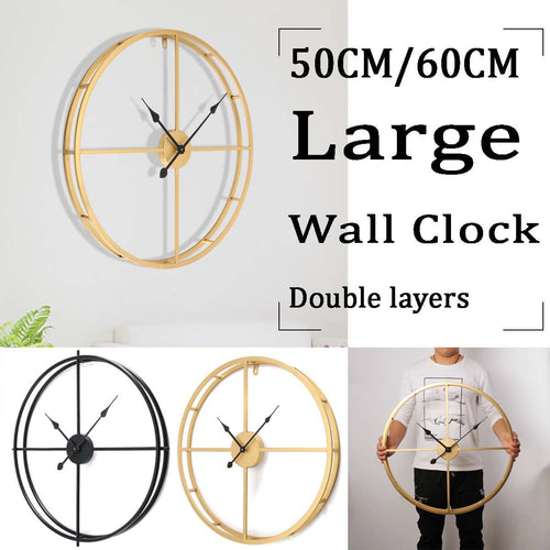 Metal Wall Clock/Large Retro/Double Layer Antique Iron Frame - cloudpeakmarket