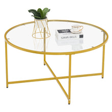 Load image into Gallery viewer, Cross Foot  Round Edge Table Coffee Table. gold - cloudpeakmarket
