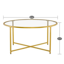 Load image into Gallery viewer, Cross Foot  Round Edge Table Coffee Table. gold - cloudpeakmarket
