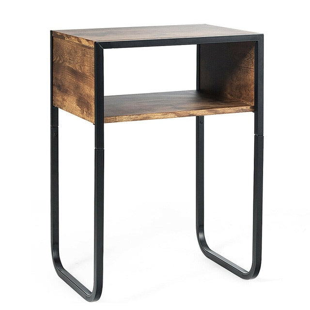 Retro Industrial Side Table, Sturdy Rustic Metal Frame, MDF - cloudpeakmarket