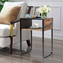 Load image into Gallery viewer, Retro Industrial Side Table, Sturdy Rustic Metal Frame, MDF - cloudpeakmarket
