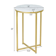Load image into Gallery viewer, Marble Top Side Table, Iron Construction, Luxury Golden - cloudpeakmarket
