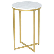 Load image into Gallery viewer, Marble Top Side Table, Iron Construction, Luxury Golden - cloudpeakmarket
