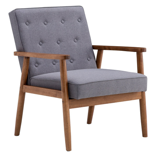 Retro Modern Chair, With Wooden Grey Fabric - cloudpeakmarket