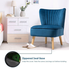 Load image into Gallery viewer, Armless Accent Chair, Velvet Upholstery, Ergonomic Backrest , Rubber Wood Legs - cloudpeakmarket
