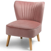 Load image into Gallery viewer, Armless Accent Chair, Velvet Upholstery, Ergonomic Backrest , Rubber Wood Legs - cloudpeakmarket
