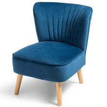 Load image into Gallery viewer, Armless Accent Chair, Velvet Upholstery, Ergonomic Backrest , Rubber Wood Legs - cloudpeakmarket
