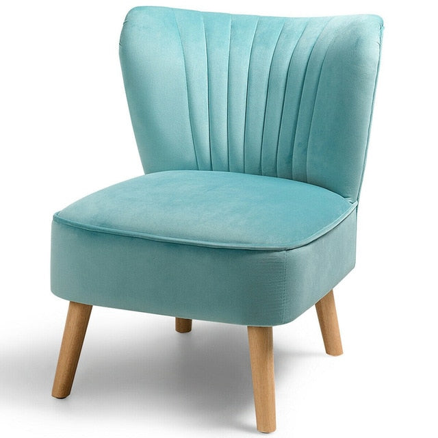 Armless Accent Chair, Velvet Upholstery, Ergonomic Backrest , Rubber Wood Legs - cloudpeakmarket