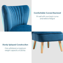 Load image into Gallery viewer, Armless Accent Chair, Velvet Upholstery, Ergonomic Backrest , Rubber Wood Legs - cloudpeakmarket
