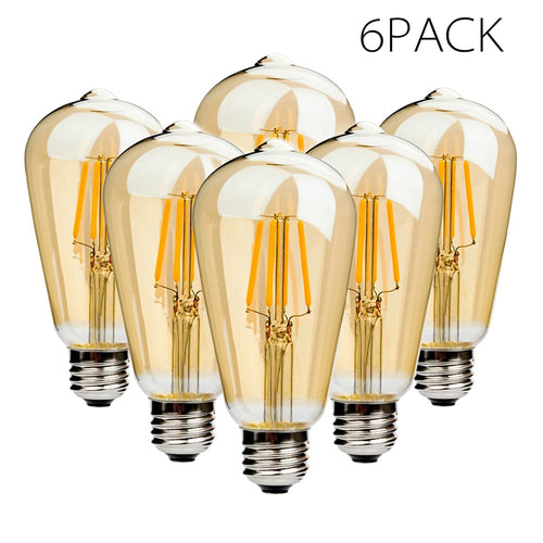 6 Pack E27 Retro Edison Light Bulb 4W 6W 220V  Warm White Light - cloudpeakmarket