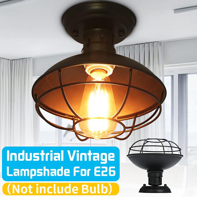 Rustic Retro Iron Lights Ceiling Lamp E26 Lighting Fixture, 110V 220V, Industrial - cloudpeakmarket